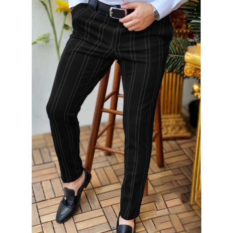 Men's Pair Of Striped Straight Leg Pants - AmiraMart