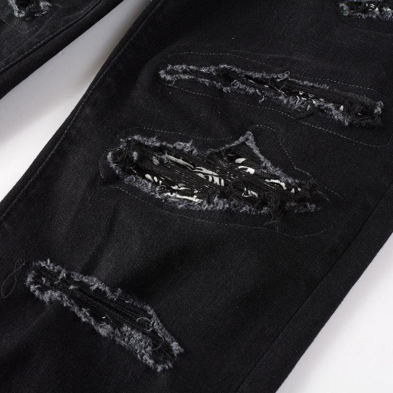 Men's Paisley Patch Street Jeans - AmiraMart