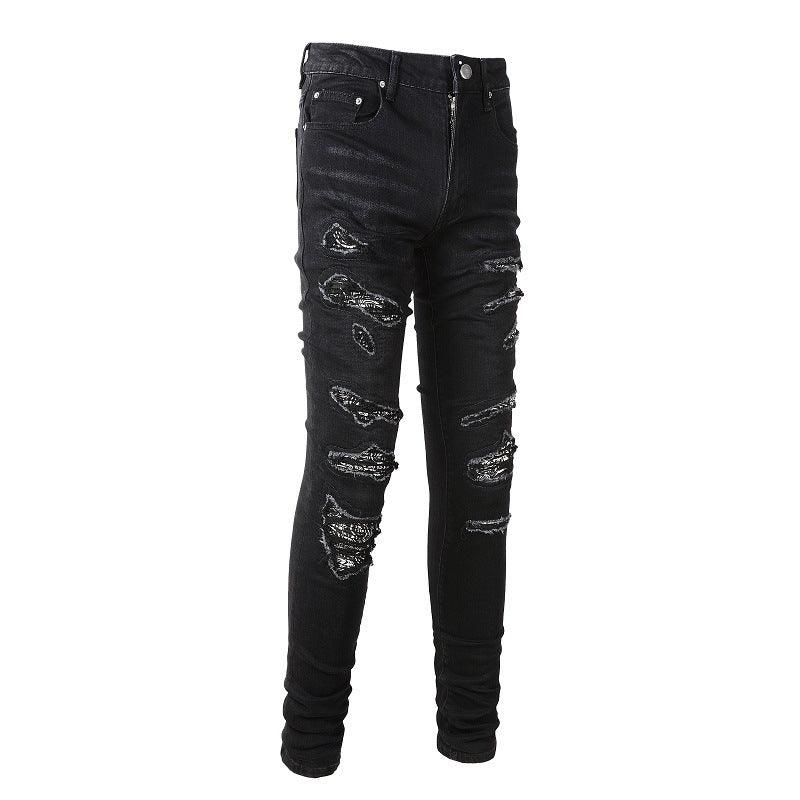 Men's Paisley Patch Street Jeans - AmiraMart