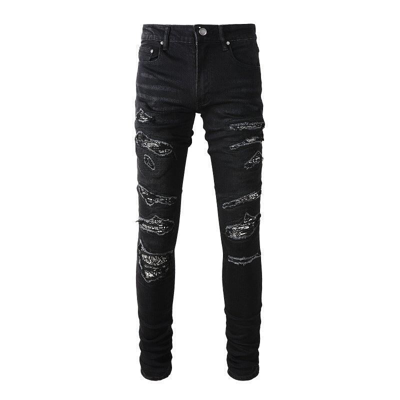 Men's Paisley Patch Street Jeans - AmiraMart
