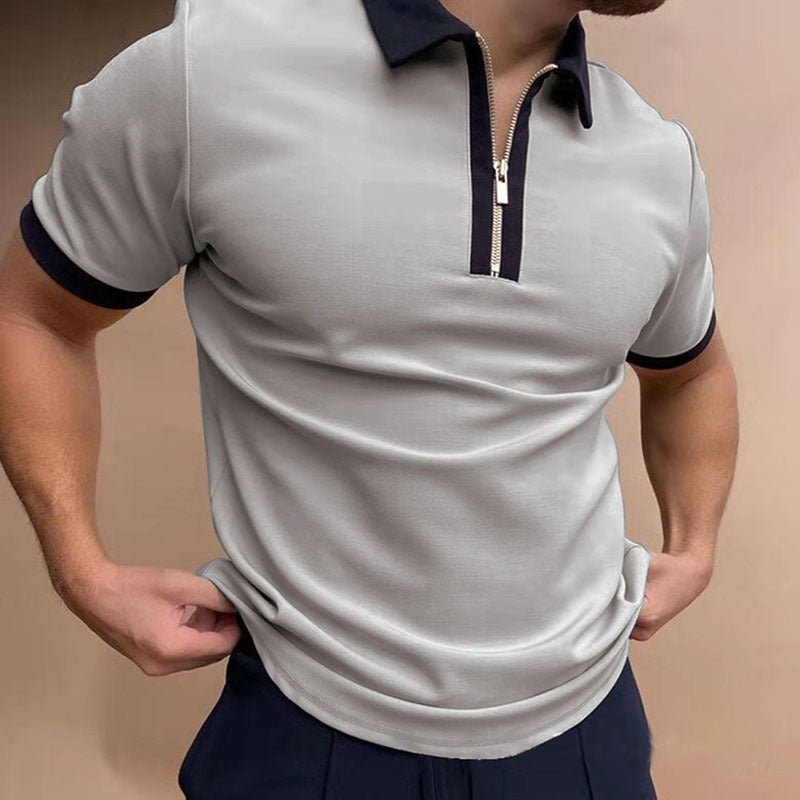 Men Solid Polo Short - Sleeved Shirts - AmiraMart