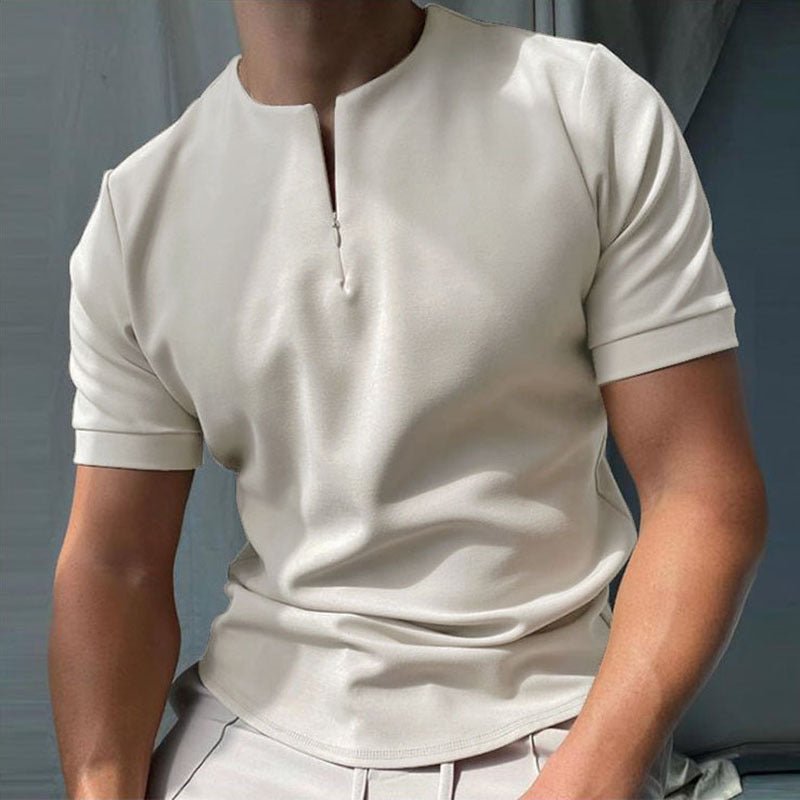Men Solid Polo Short - Sleeved Shirts - AmiraMart