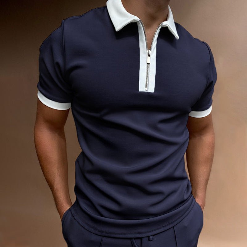 Men Solid Polo Short - Sleeved Shirts - AmiraMart