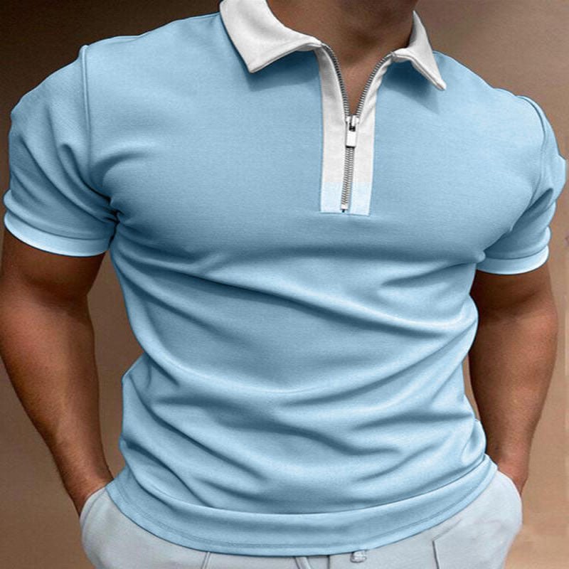 Men Solid Polo Short - Sleeved Shirts - AmiraMart