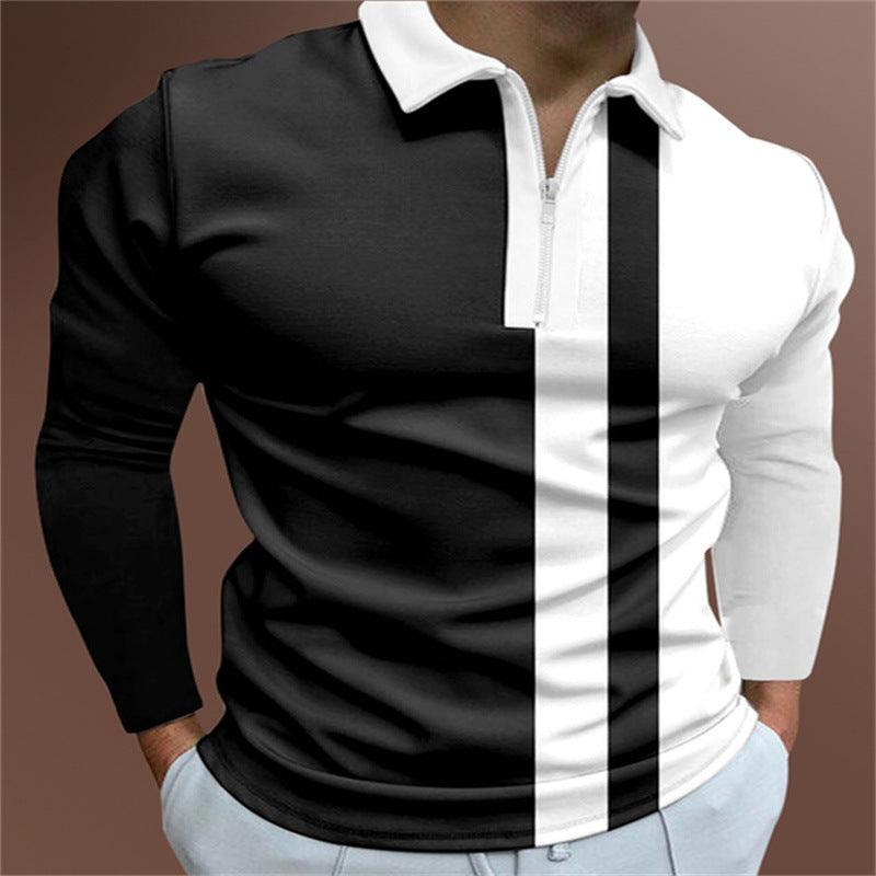 Men's POLO Shirt Striped Printed Short Sleeve T-Shirt Lapel Shirt - AmiraMart