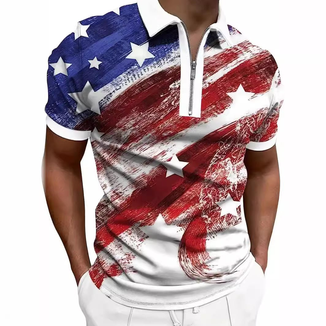 Men's Print Breathable Fashion Polo Shirt Top - AmiraMart