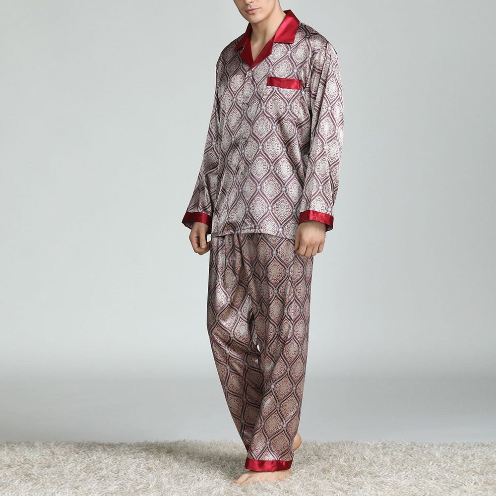 Men's Printed Silk Pajamas - AmiraMart