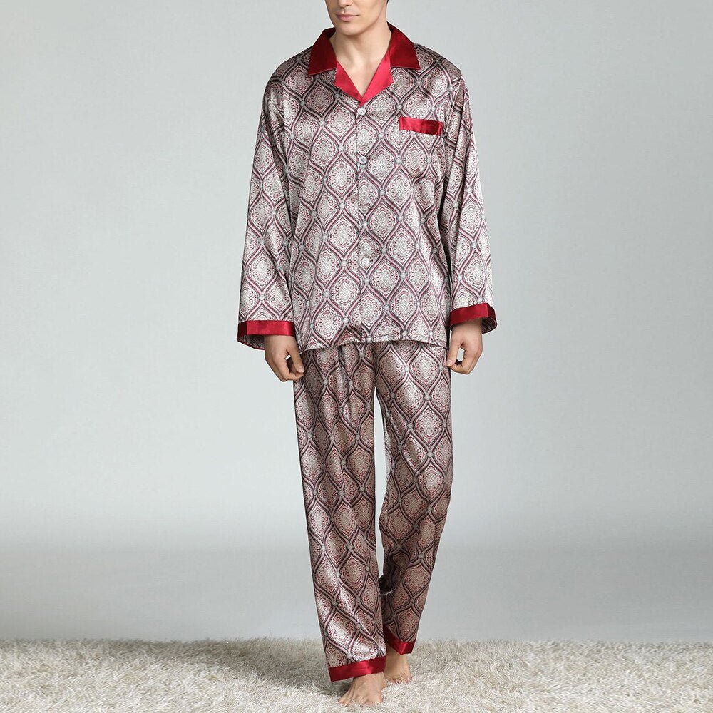 Men's Printed Silk Pajamas - AmiraMart
