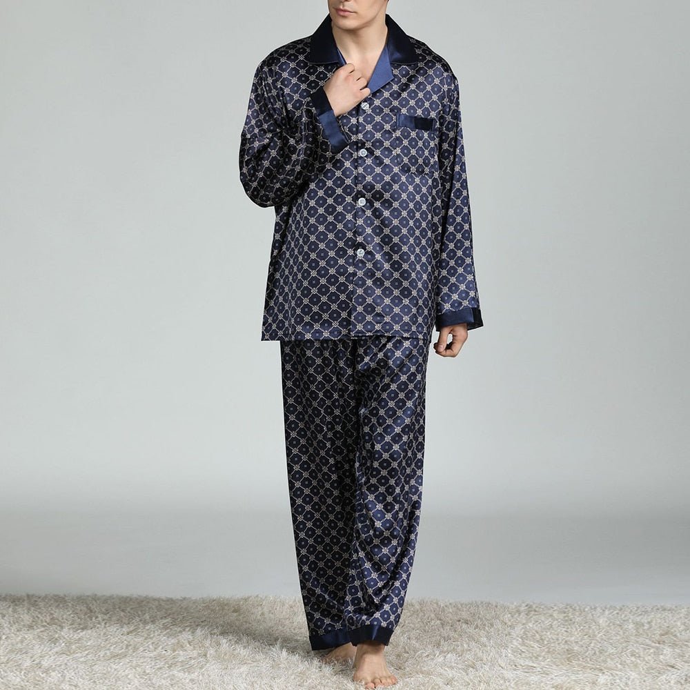 Men's Printed Silk Pajamas - AmiraMart