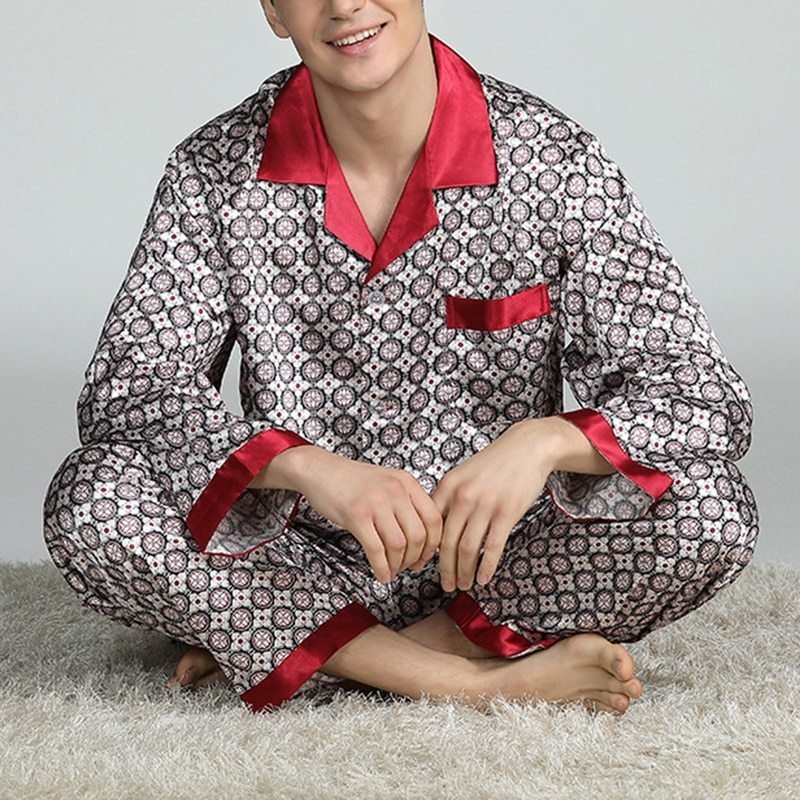 Men's Printed Silk Pajamas - AmiraMart