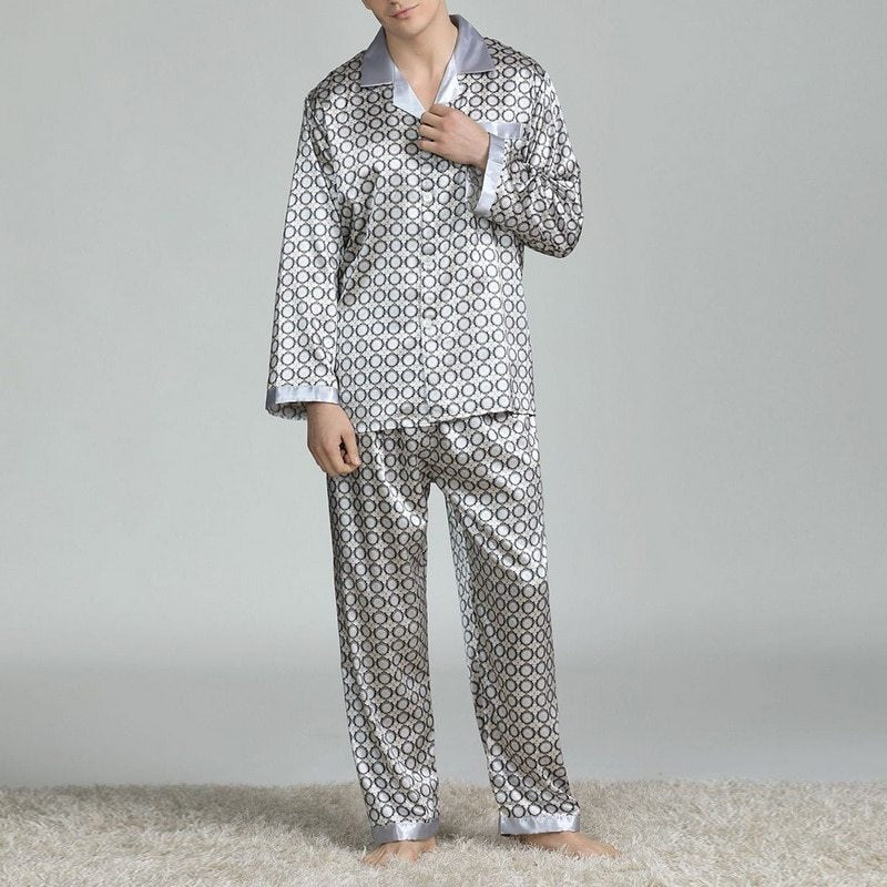 Men's Printed Silk Pajamas - AmiraMart