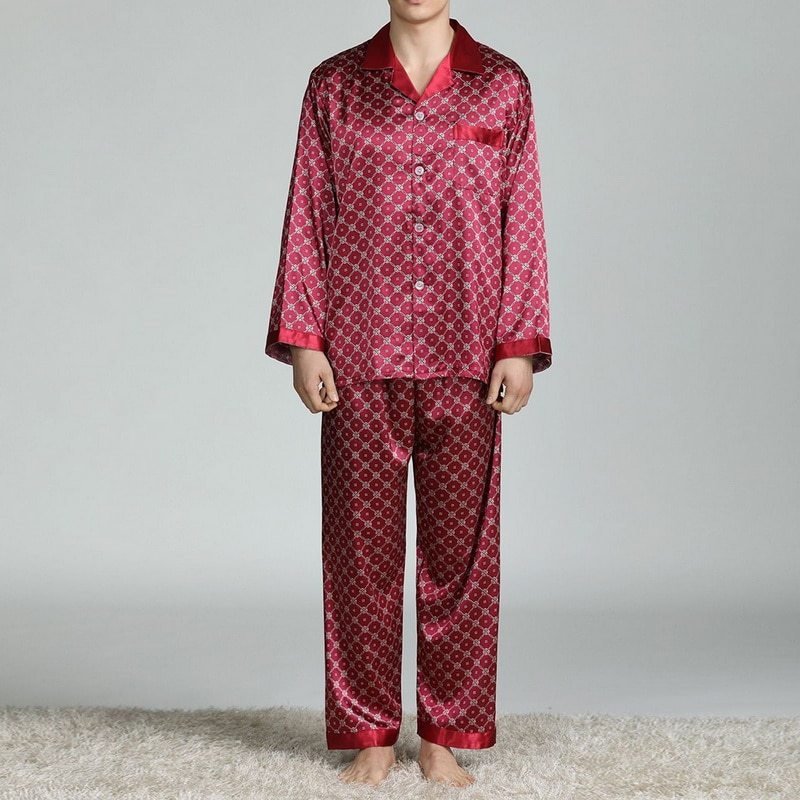 Men's Printed Silk Pajamas - AmiraMart