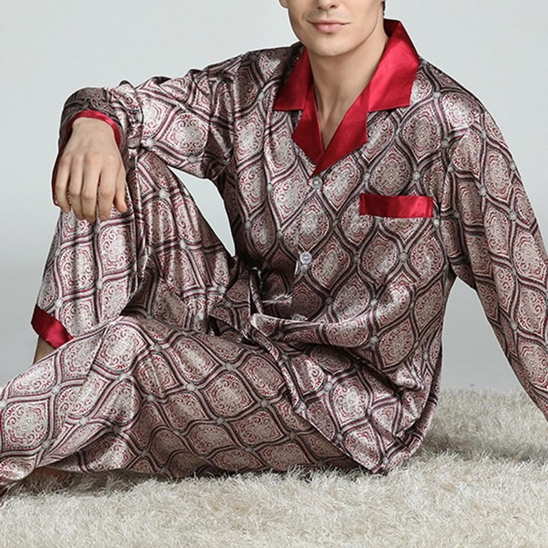 Men's Printed Silk Pajamas - AmiraMart
