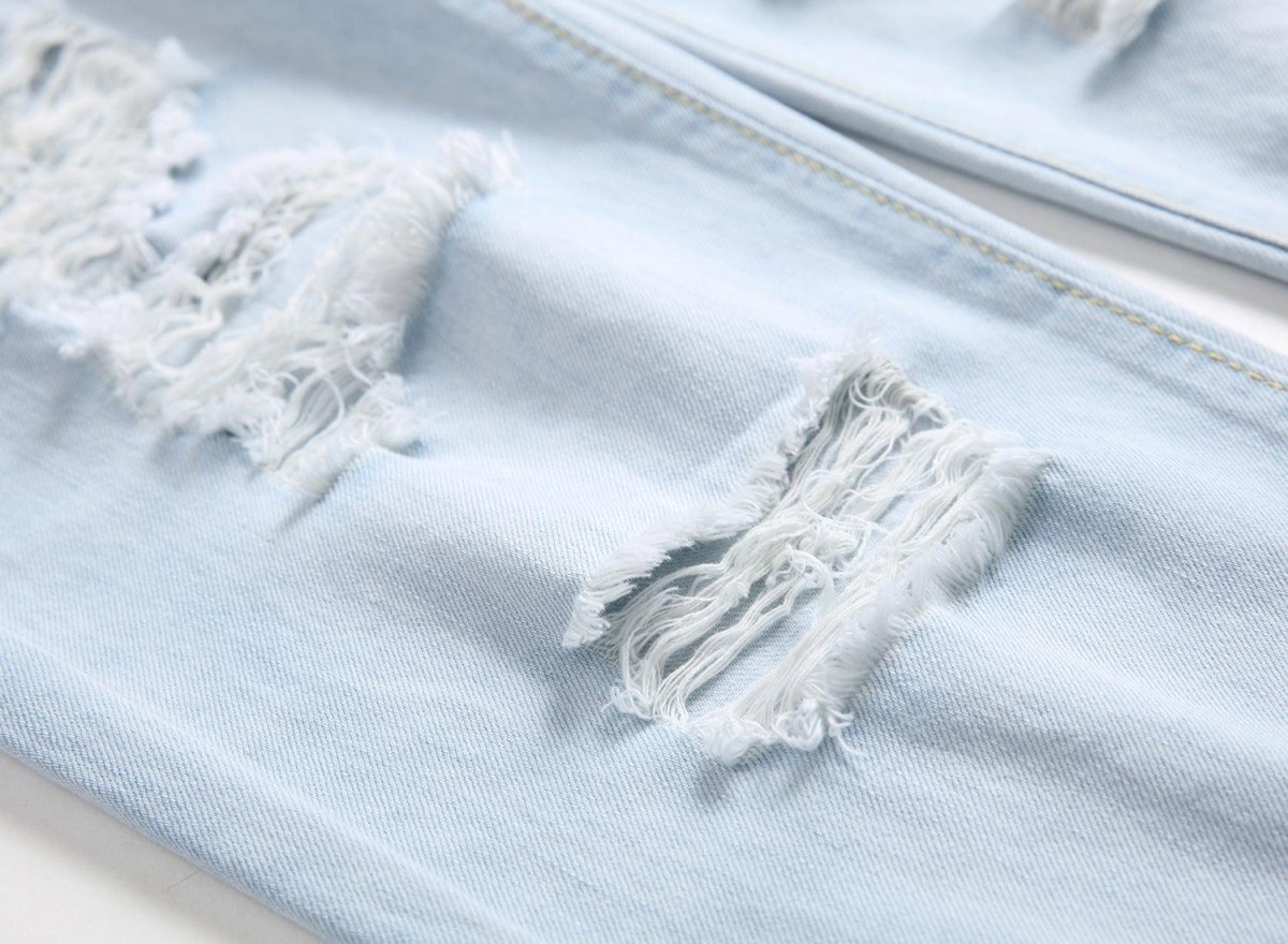 Men's Ripped Jeans Straight Washed - AmiraMart