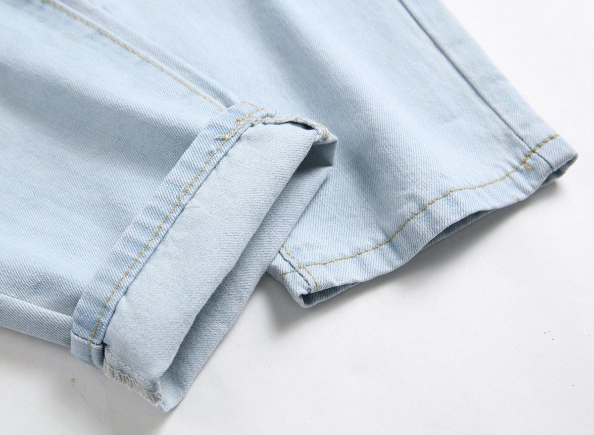 Men's Ripped Jeans Straight Washed - AmiraMart