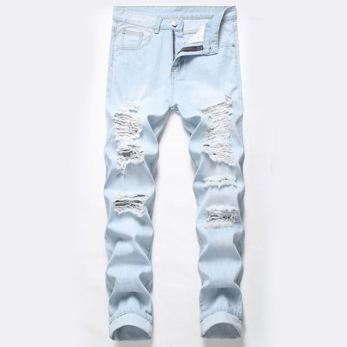 Men's Ripped Jeans Straight Washed - AmiraMart