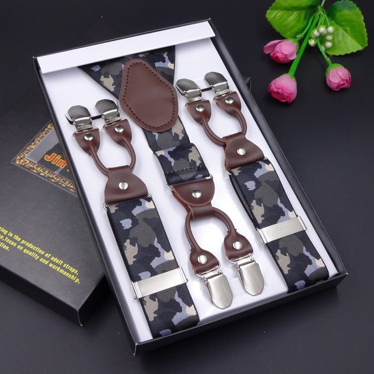 Men's Six Clip Jacquard Suspenders - AmiraMart