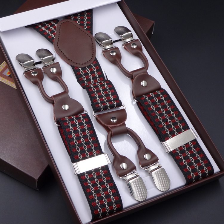 Men's Six Clip Jacquard Suspenders - AmiraMart