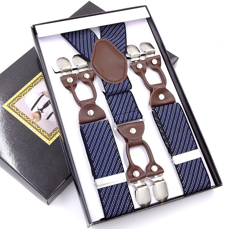 Men's Six Clip Jacquard Suspenders - AmiraMart