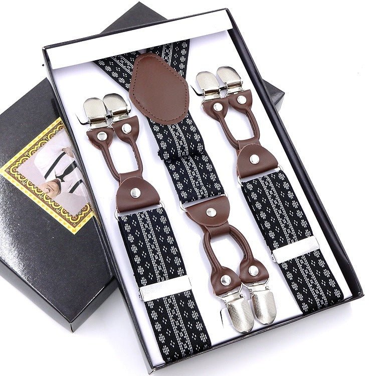 Men's Six Clip Jacquard Suspenders - AmiraMart