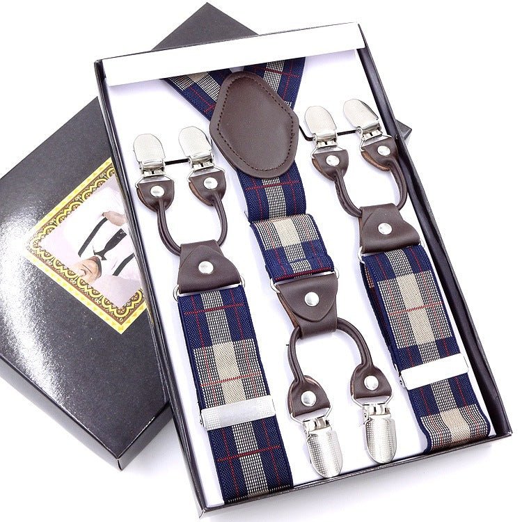 Men's Six Clip Jacquard Suspenders - AmiraMart