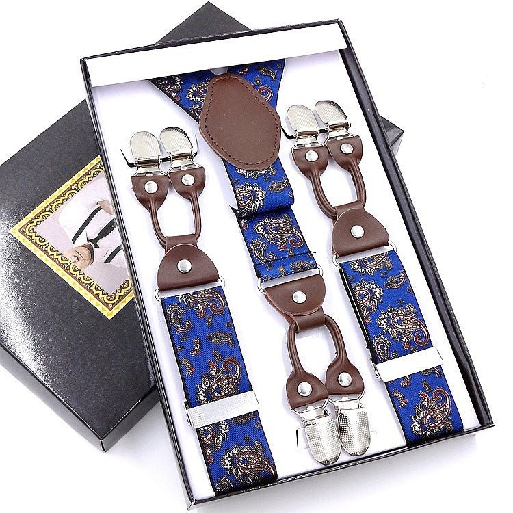 Men's Six Clip Jacquard Suspenders - AmiraMart