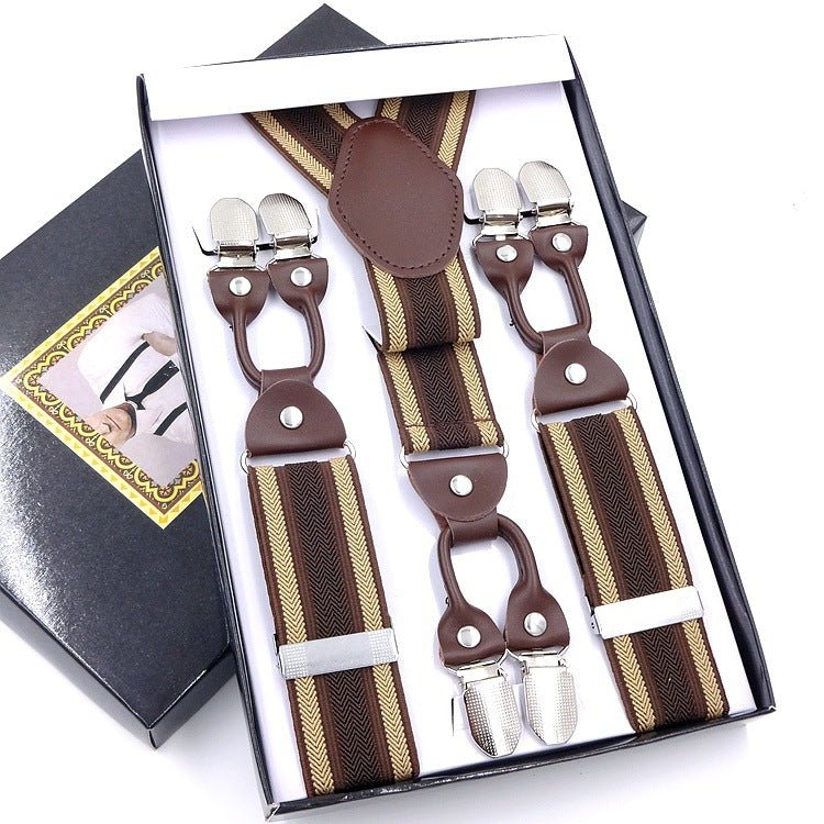 Men's Six Clip Jacquard Suspenders - AmiraMart