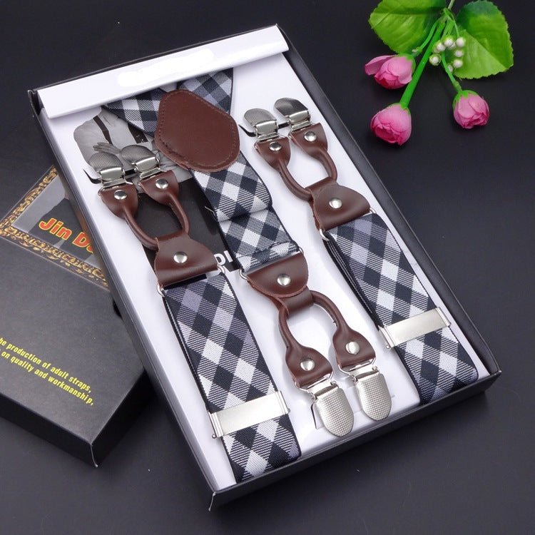 Men's Six Clip Jacquard Suspenders - AmiraMart