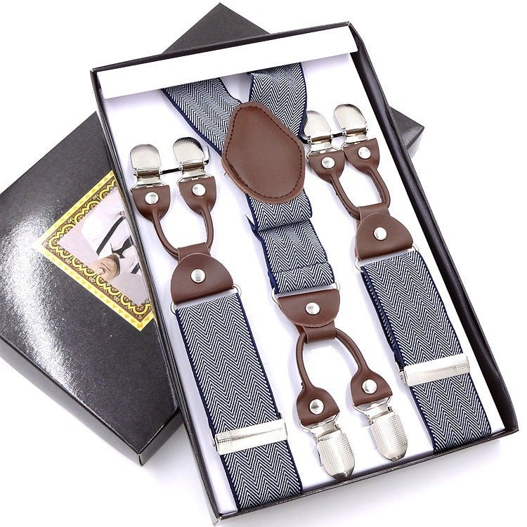 Men's Six Clip Jacquard Suspenders - AmiraMart
