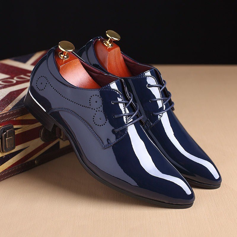 Men's Slip - On Leather Driving Shoes - Black Business Casual Loafers - AmiraMart