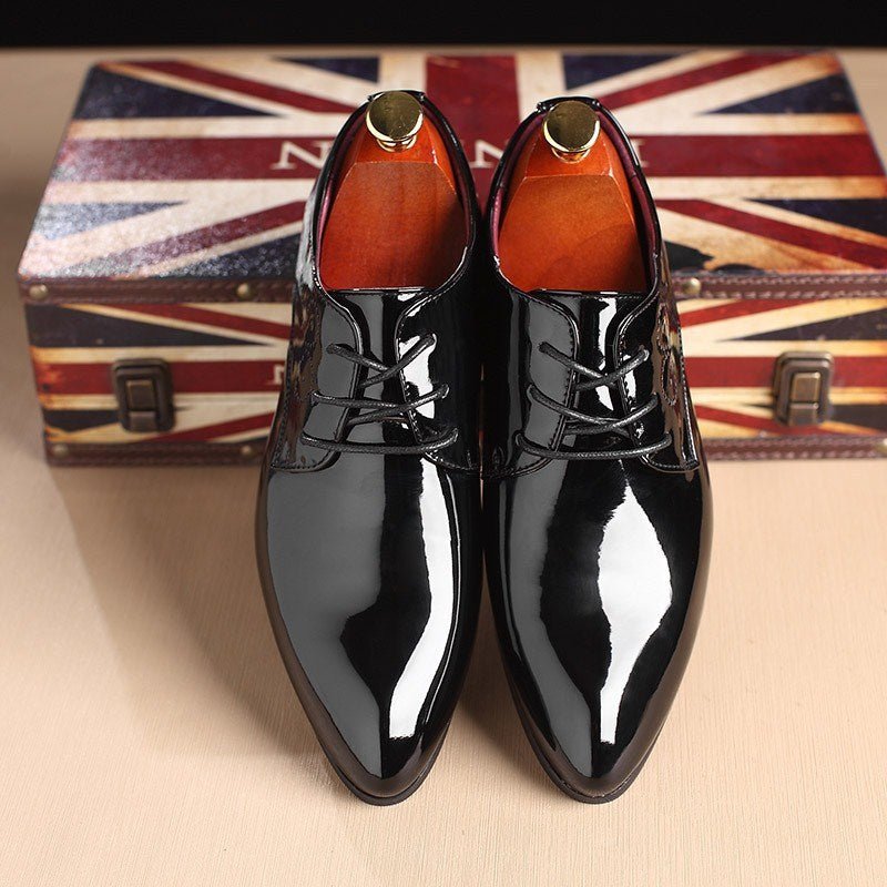Men's Slip - On Leather Driving Shoes - Black Business Casual Loafers - AmiraMart