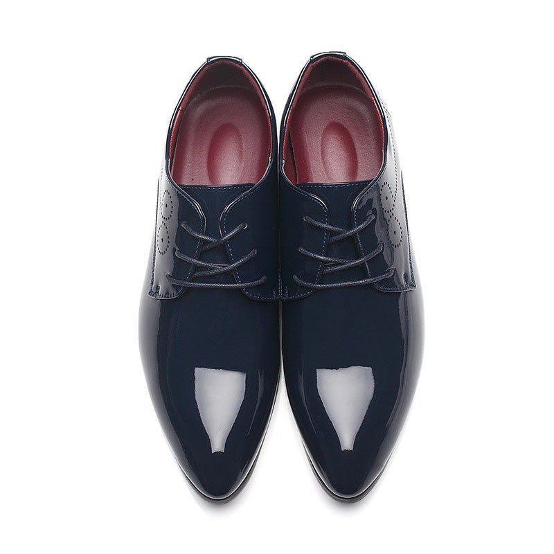 Men's Slip - On Leather Driving Shoes - Black Business Casual Loafers - AmiraMart