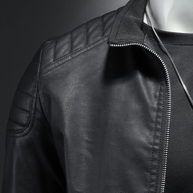 Men’s Thin Leather Motorcycle Jacket - AmiraMart