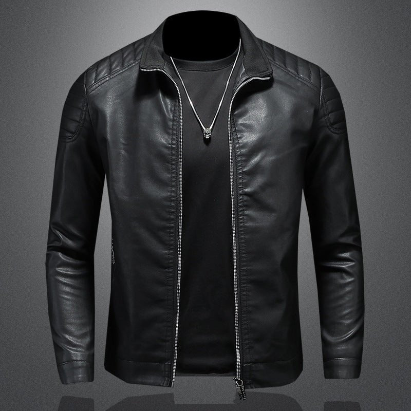 Men’s Thin Leather Motorcycle Jacket - AmiraMart