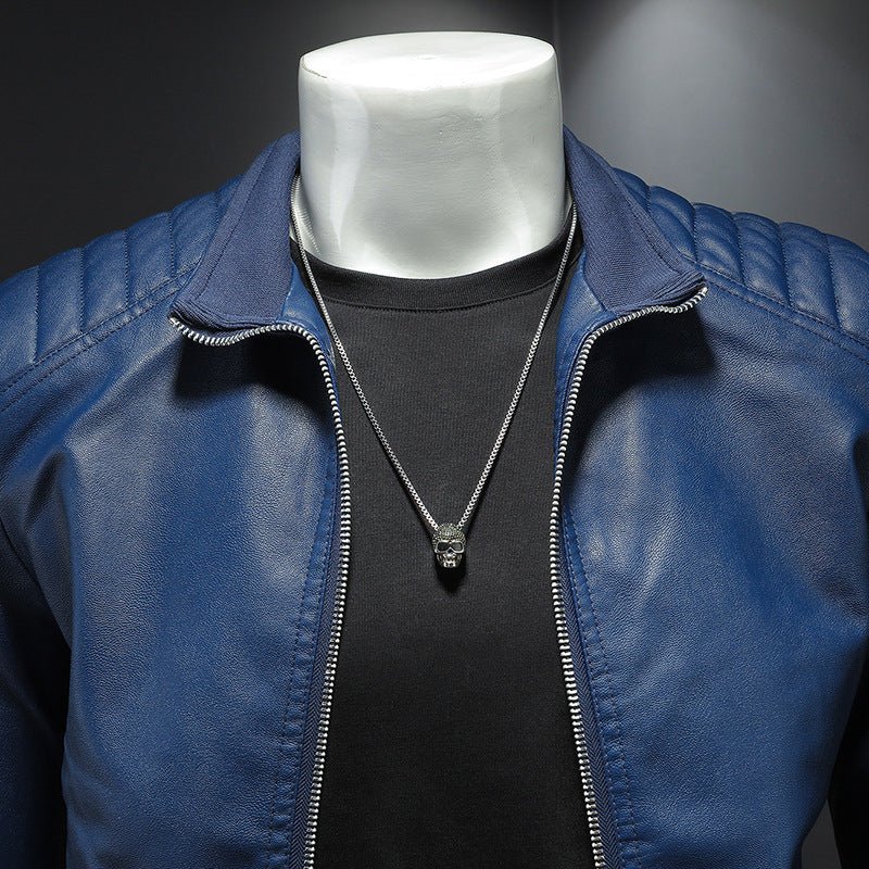 Men’s Thin Leather Motorcycle Jacket - AmiraMart