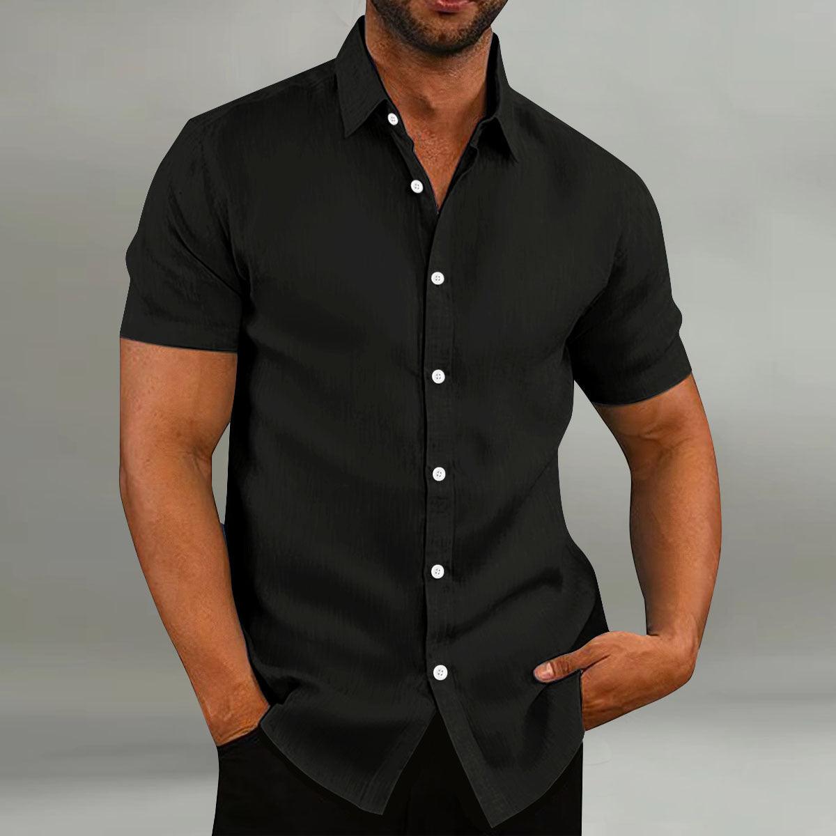 Men's Vintage Cotton Linen Casual Loose Short Sleeves Shirt - AmiraMart