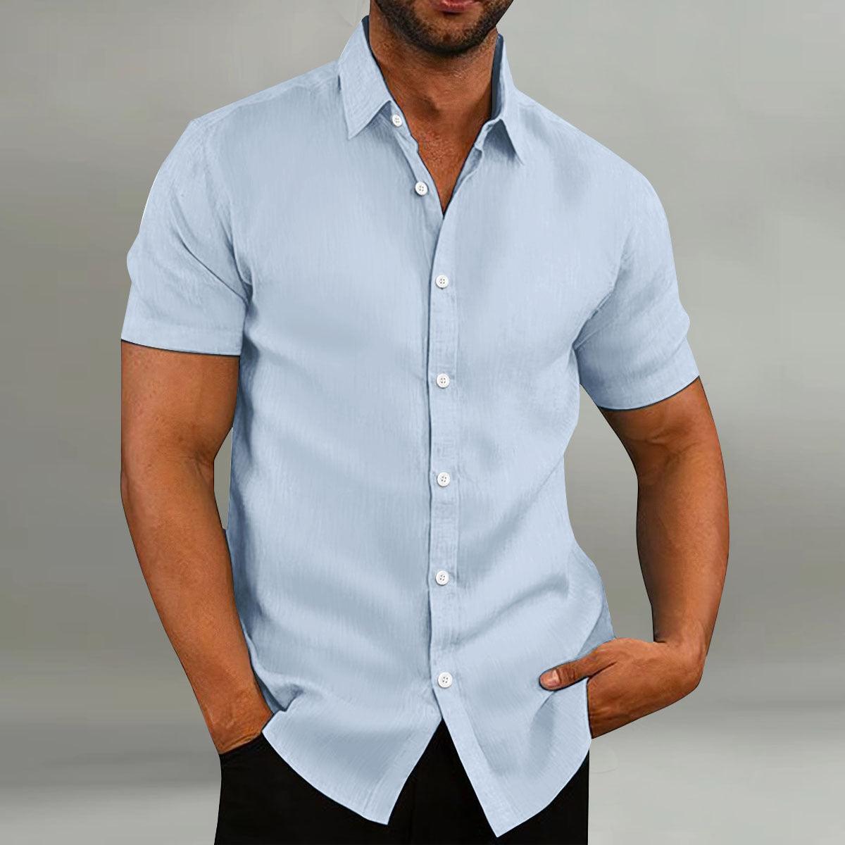 Men's Vintage Cotton Linen Casual Loose Short Sleeves Shirt - AmiraMart