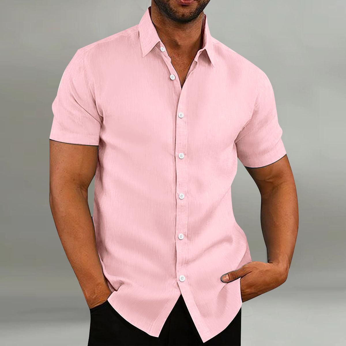 Men's Vintage Cotton Linen Casual Loose Short Sleeves Shirt - AmiraMart