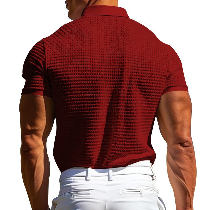 Men's Waffle Polo: Short Sleeve Summer Fashion Top - AmiraMart