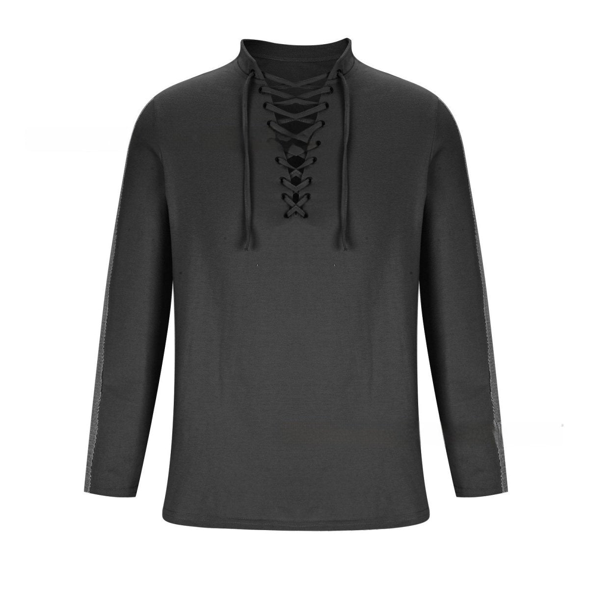 Mesh Long - sleeved Solid Color Collar Top - AmiraMart