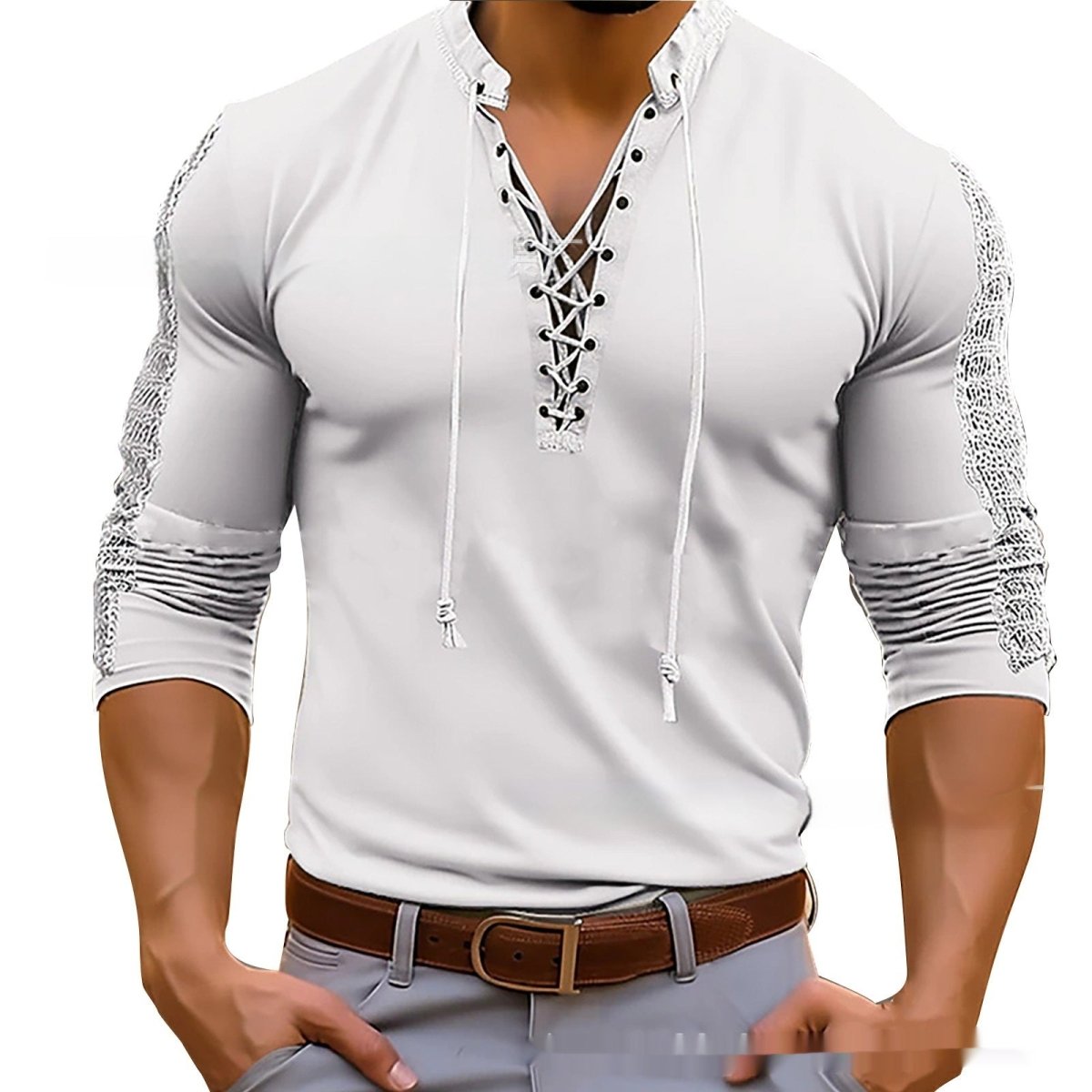 Mesh Long - sleeved Solid Color Collar Top - AmiraMart