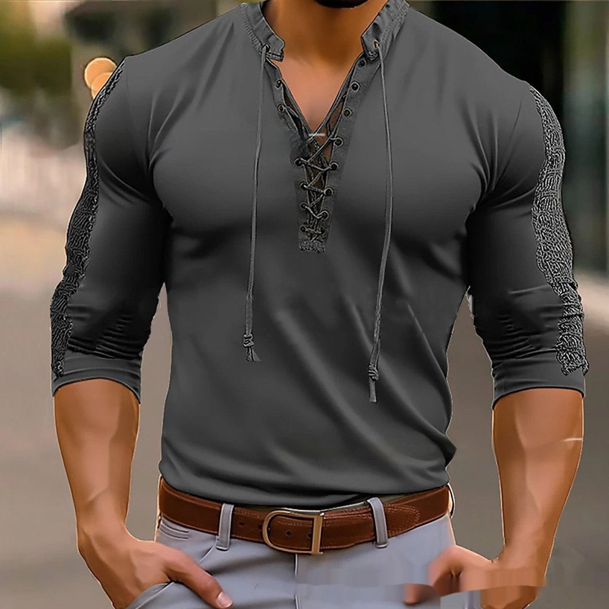 Mesh Long - sleeved Solid Color Collar Top - AmiraMart
