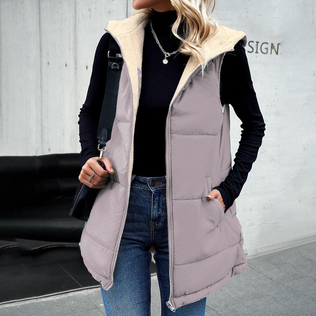 Mid - length Hooded Cotton Jacket With Pockets - AmiraMart