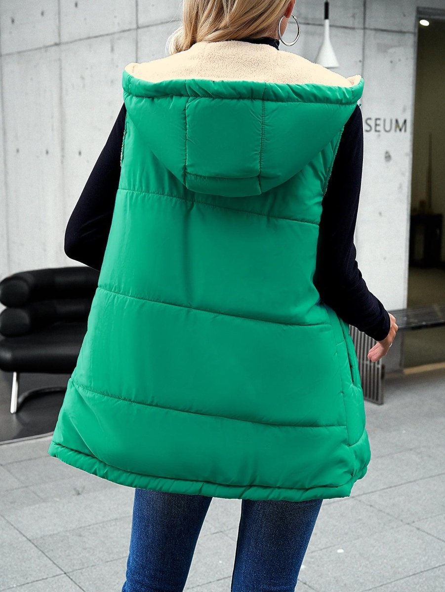 Mid - length Hooded Cotton Jacket With Pockets - AmiraMart