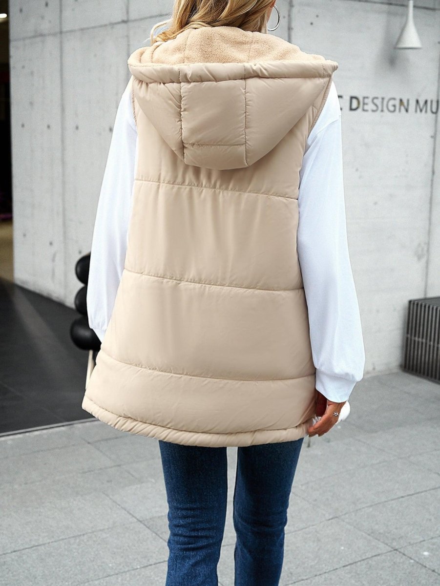 Mid - length Hooded Cotton Jacket With Pockets - AmiraMart