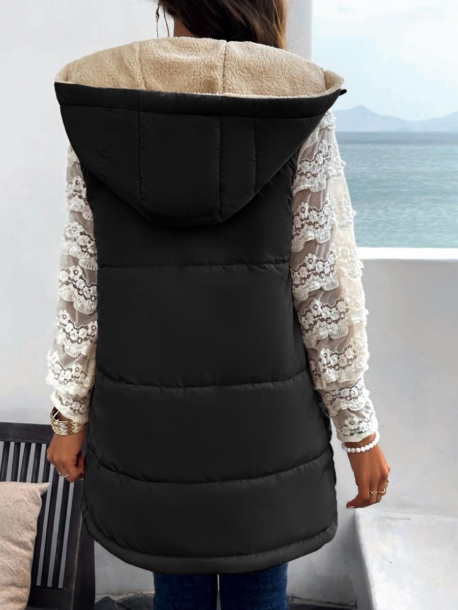 Mid - length Hooded Cotton Jacket With Pockets - AmiraMart
