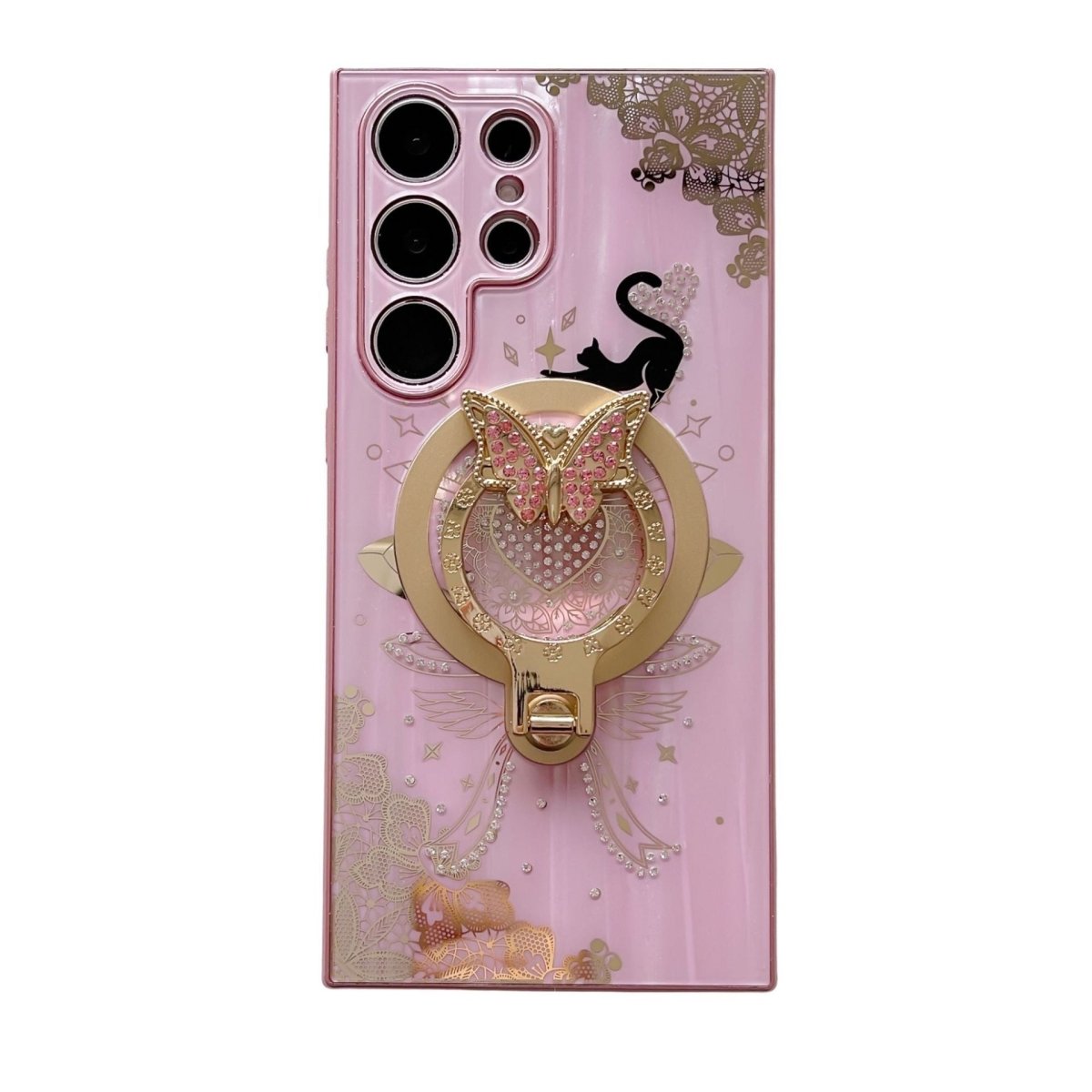 Minimally Designed Diamond Encrusted Butterfly Stand Phone Case - AmiraMart