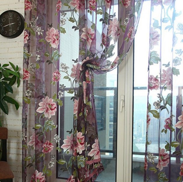 Modern and simple flower blooming window screen curtain - AmiraMart