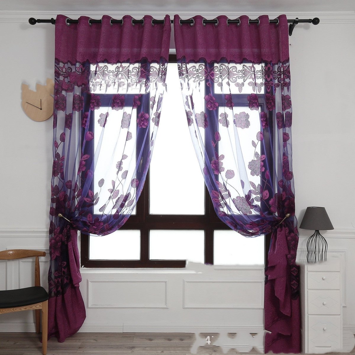 Modern and simple flower blooming window screen curtain - AmiraMart