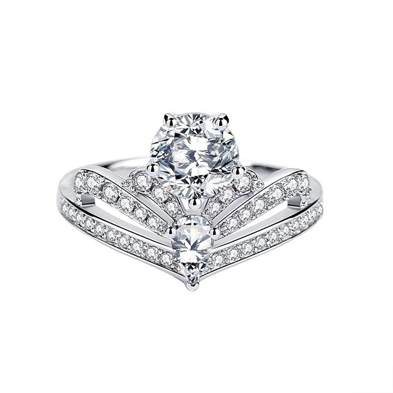 Moissanite Ring Women's Crown Sterling Silver - AmiraMart
